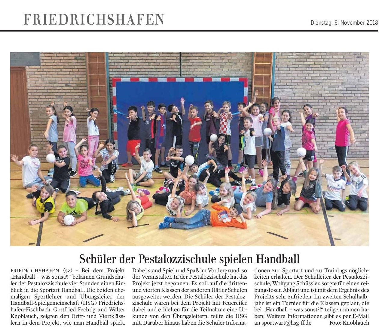 Handball - Was sonst, Schwäbische Zeitung, 06.11.2018